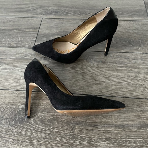 Sam Edelman Black Suede Stiletto Heels Size 8.5 * Pointed Toe - Picture 8 of 11